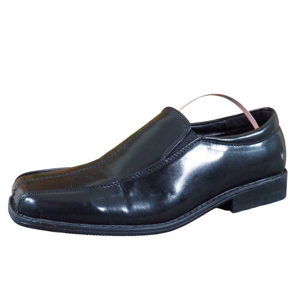 Stacy Adams Nate Boys Slip On Dress Shoes Size 6 Black Faux Leather Formal‎